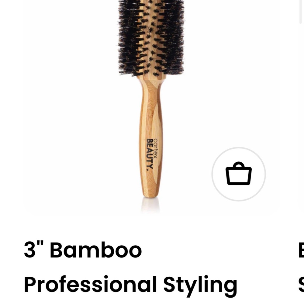 3" Bamboo Round Styling Brush - Black Bristles